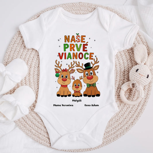 Vianočné tričko s jeleňom – naše prvé Vianoce – Darček na Vianoce #9213