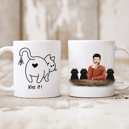 Hrnček s mackom - muž + 1-3 mačky #1