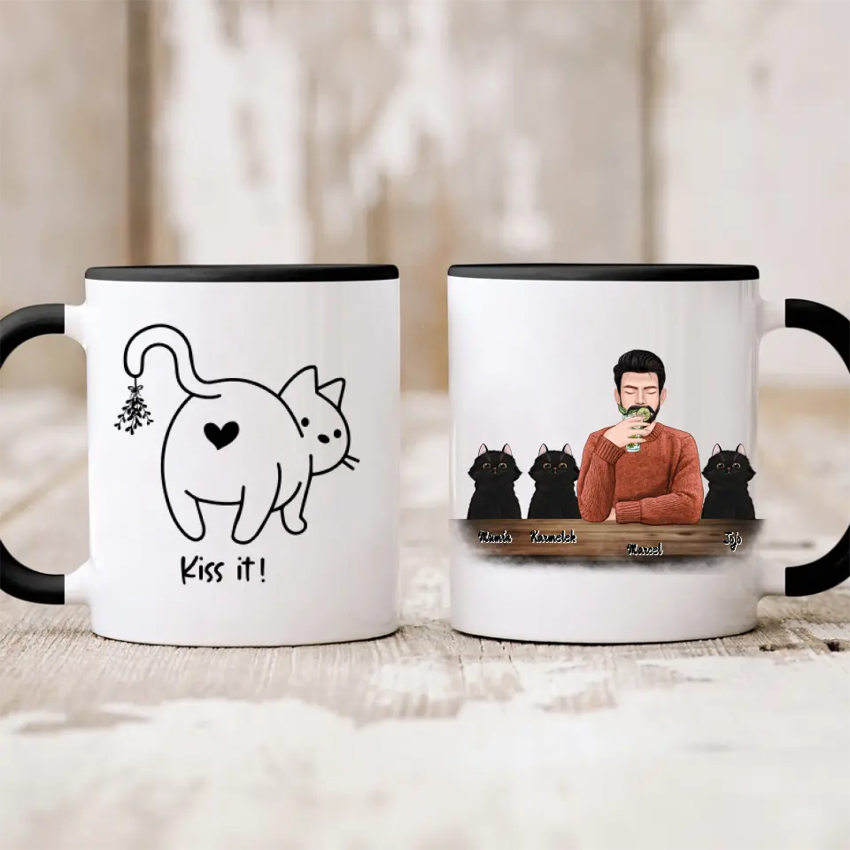 Hrnček s mackom - muž + 1-3 mačky #1