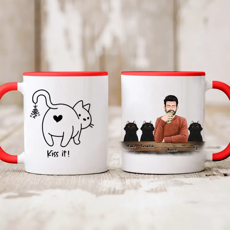 Hrnček s mackom - muž + 1-3 mačky #1
