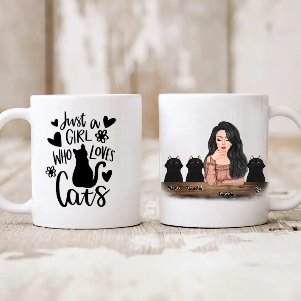 Hrnček s mackom - žena + 1-3 mačky #2
