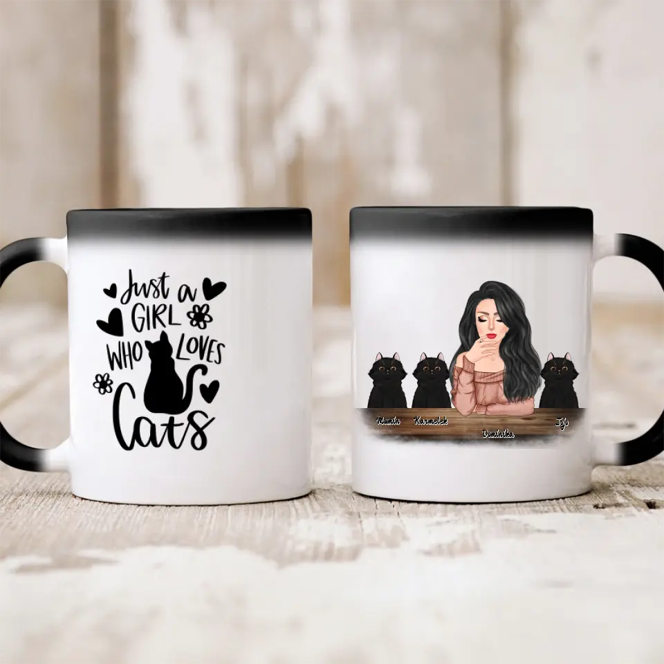 Hrnček s mackom - žena + 1-3 mačky #2