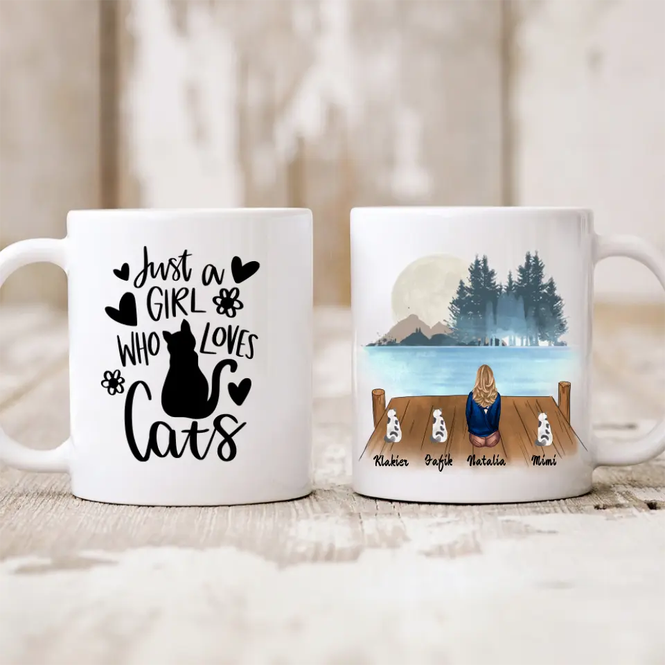 Hrnček s mackom - žena + 1-3 mačky #4