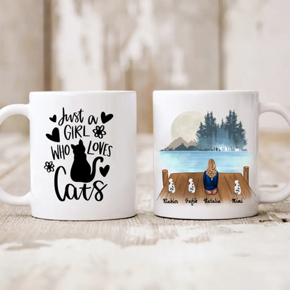 Hrnček s mackom - žena + 1-3 mačky #4