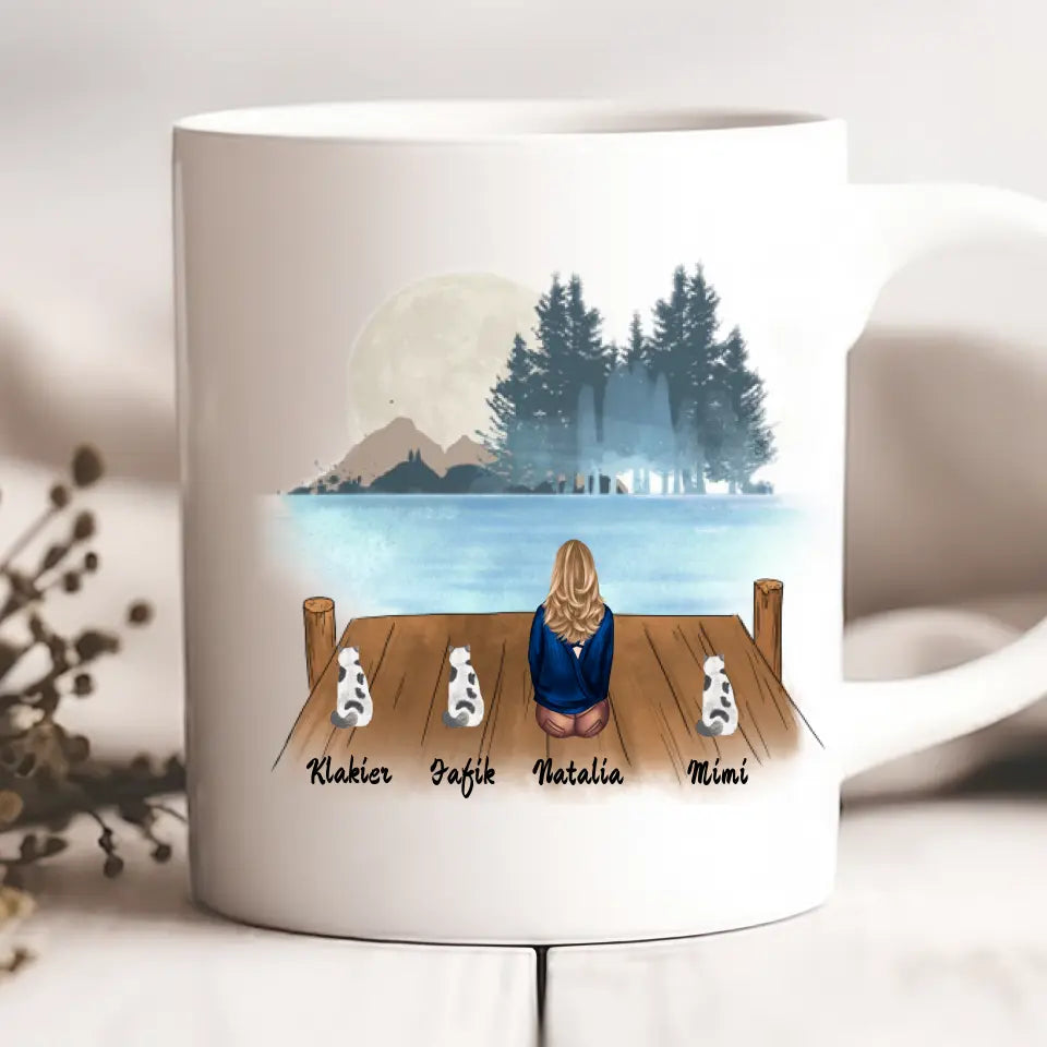 Hrnček s mackom - žena + 1-3 mačky #4