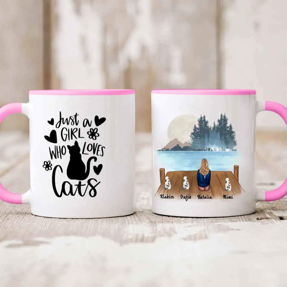 Hrnček s mackom - žena + 1-3 mačky #4