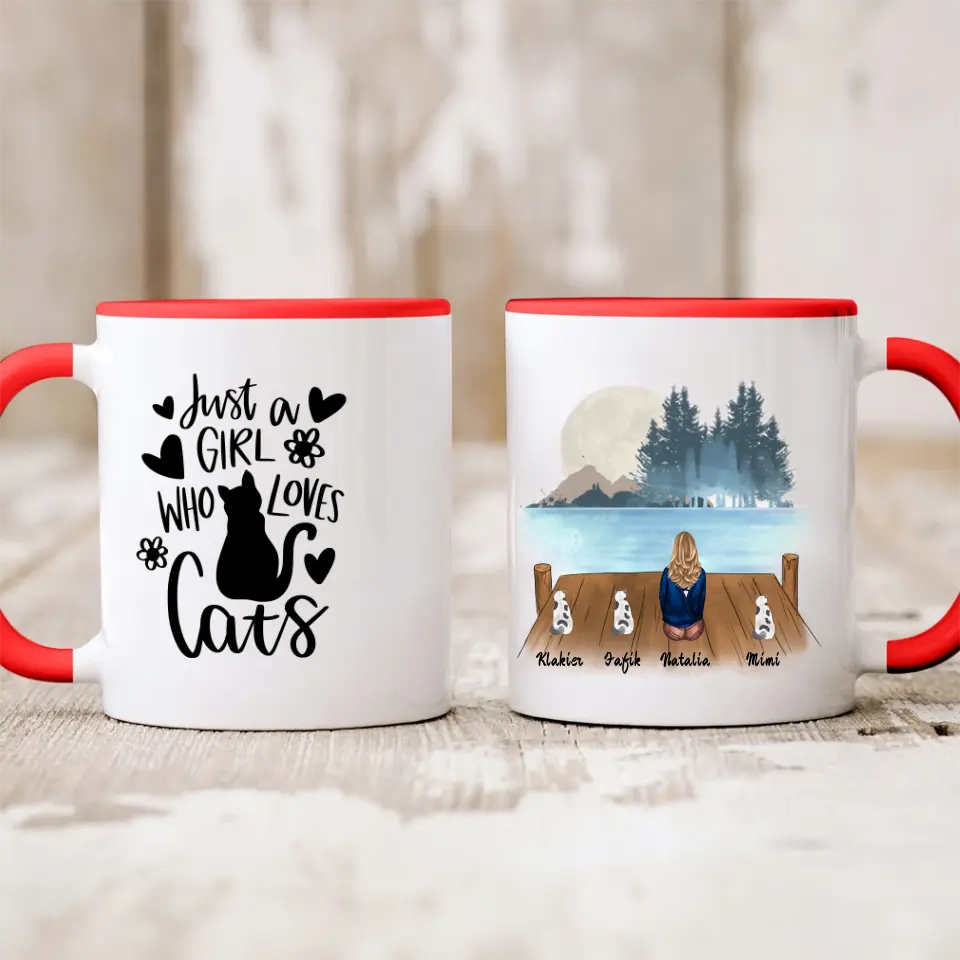 Hrnček s mackom - žena + 1-3 mačky #4