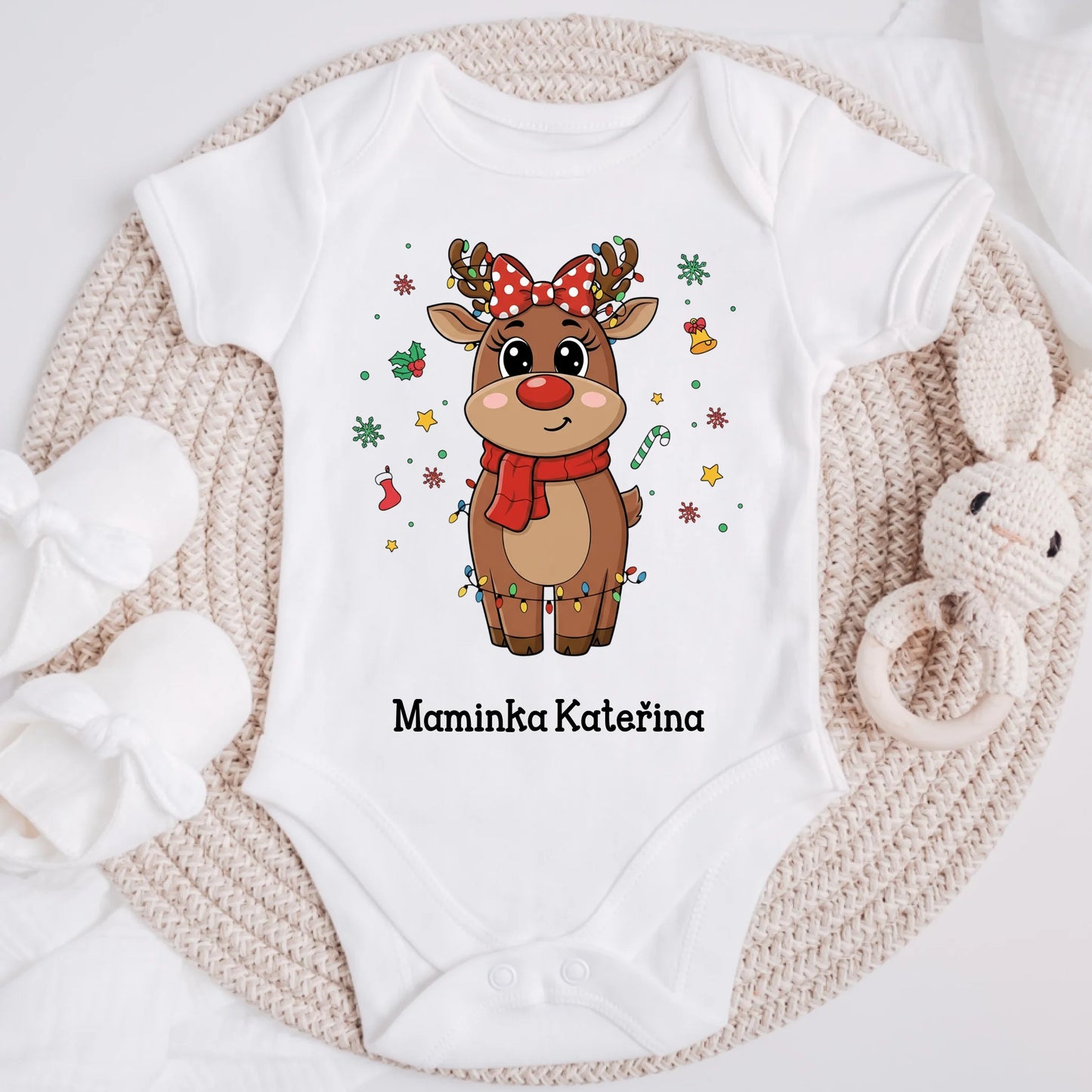 Vianočné tričko s rodinou sobov - vianočný darček #8812