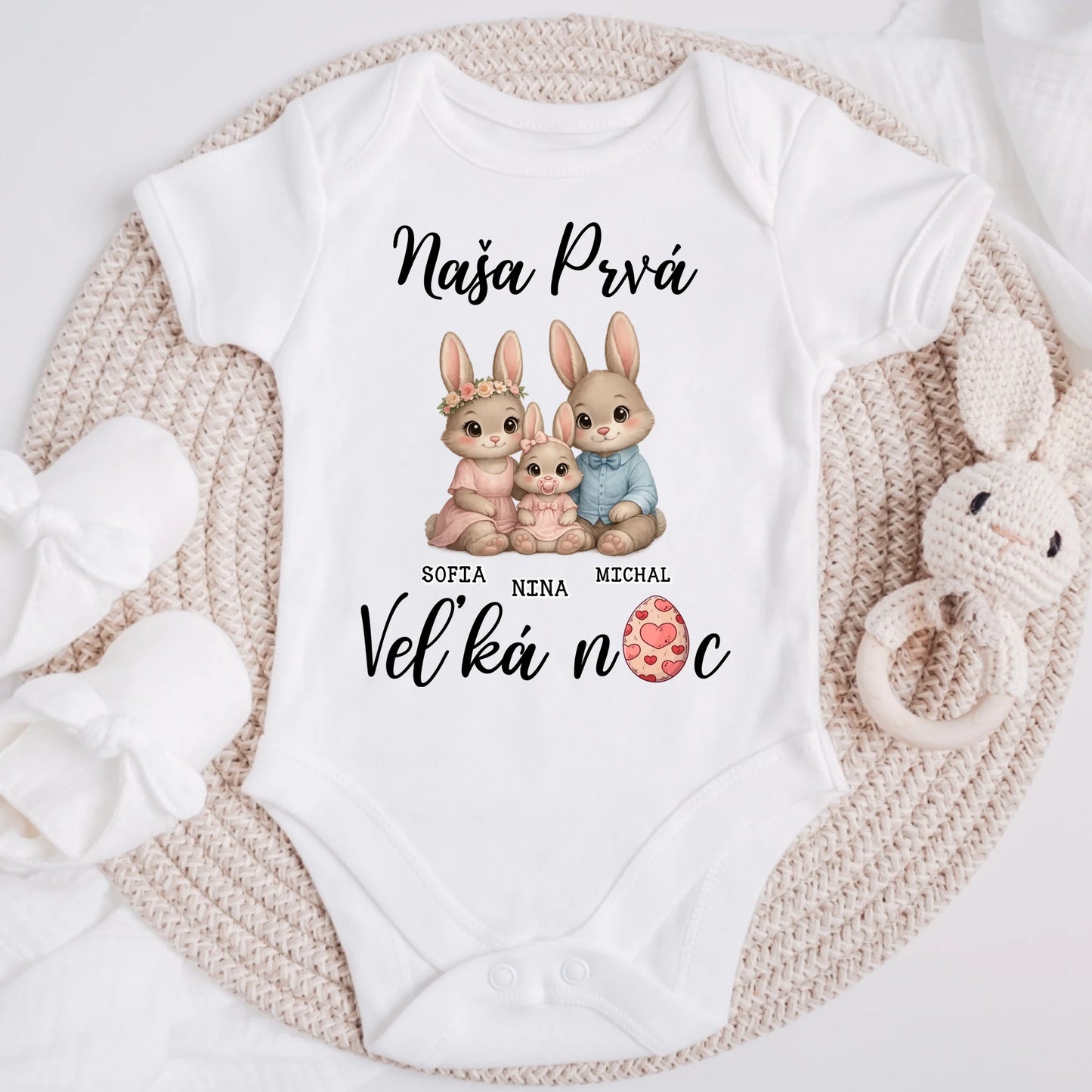 Rodinné tričko - Naše prvé spoločné Veľkonočné sviatky - Personalizované #88234