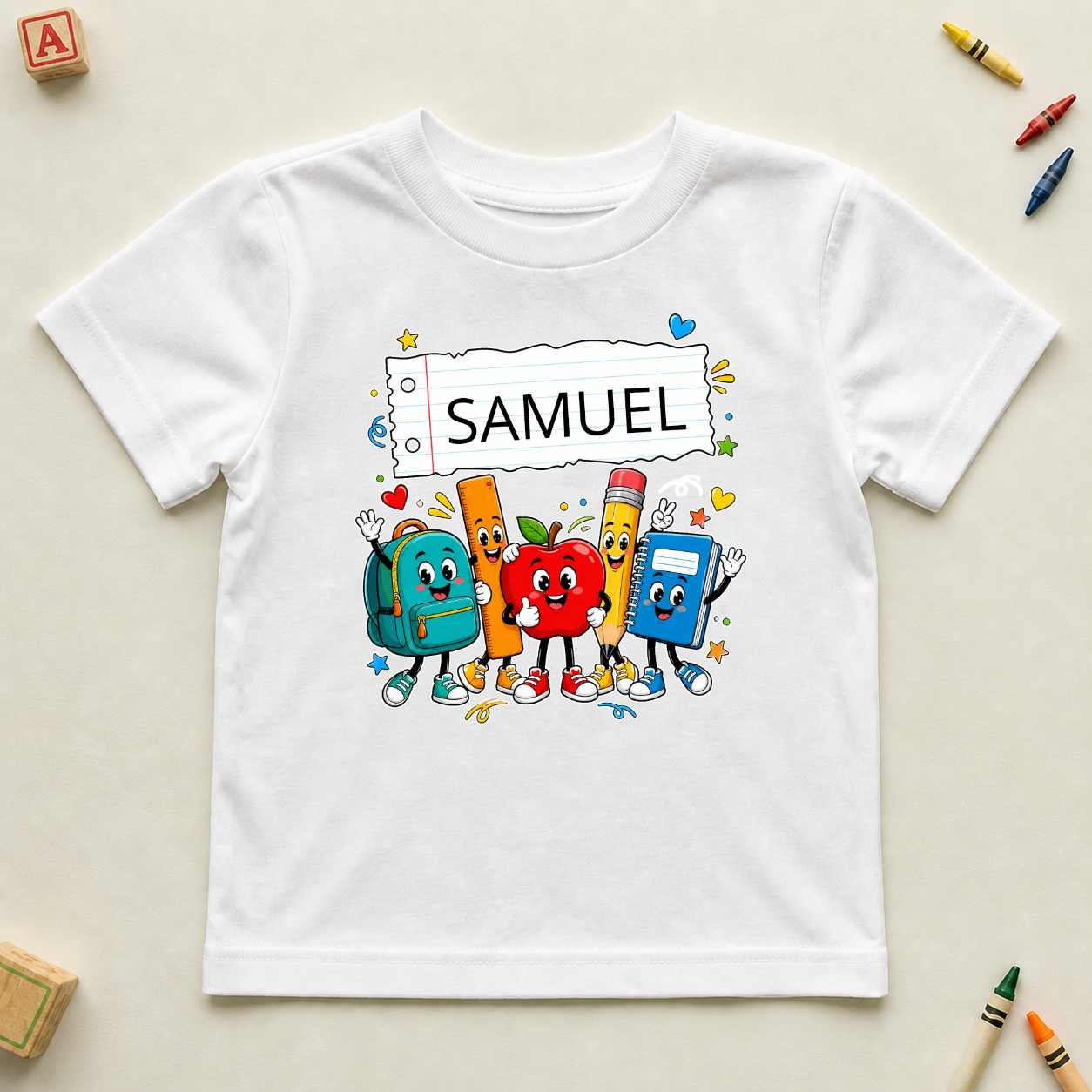 Koszulka dziecięca do szkoły/przedszkola z imieniem - Personalizowana #1902 — mockup cmsq4q3vb004hqg2lywiuv6xe