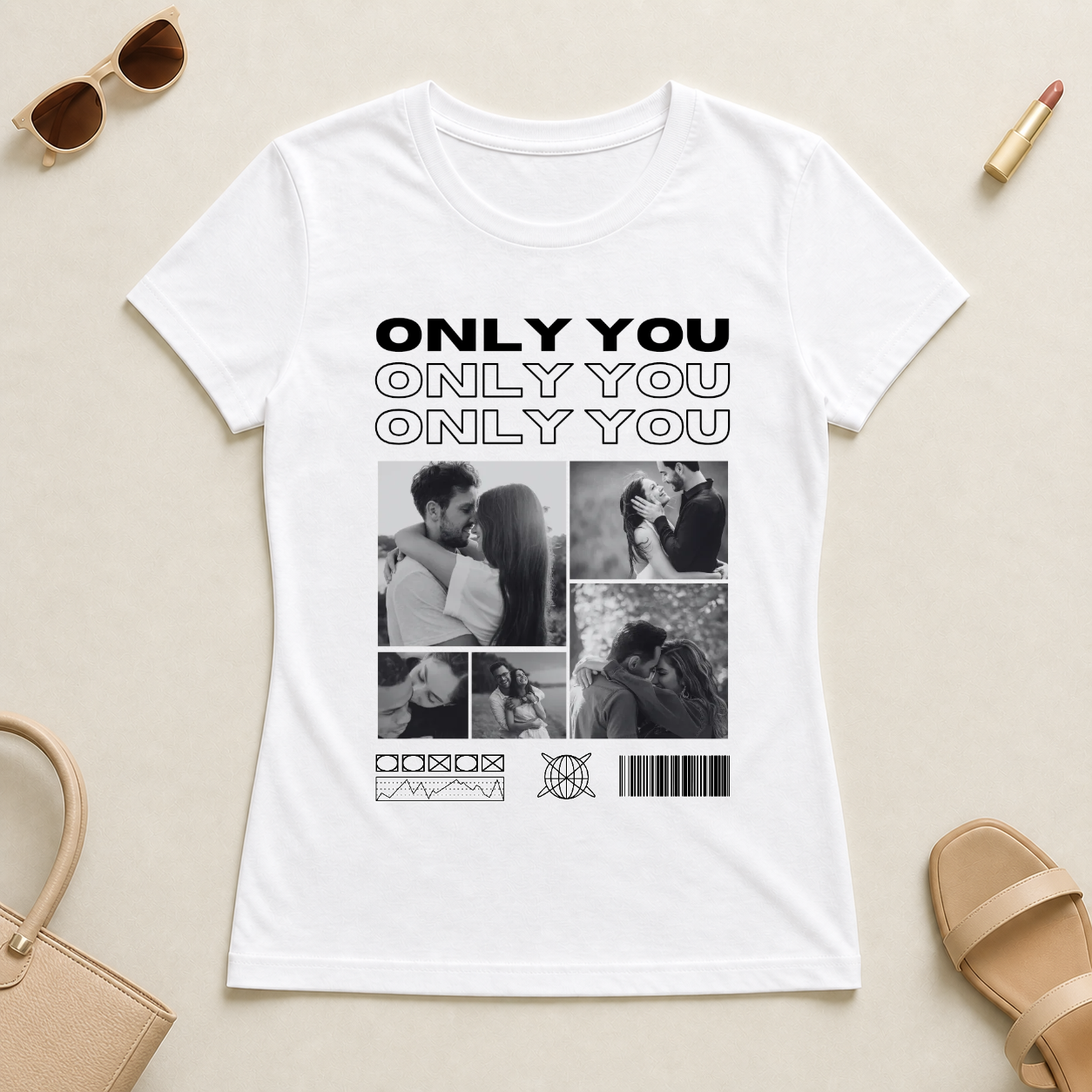 Koszulka personalizowana dla par ONLY YOU ze zdjęciami #4221 — mockup cmtr5a1o6007dleqb0zqig0wo