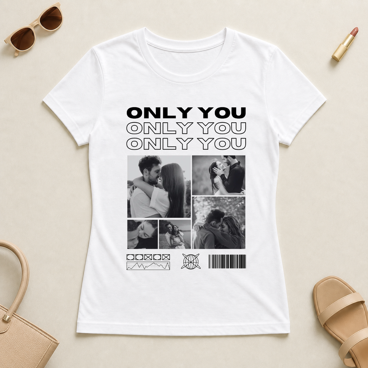 Koszulka personalizowana dla par ONLY YOU ze zdjęciami #4221 — mockup cmtr5a1o6007dleqb0zqig0wo
