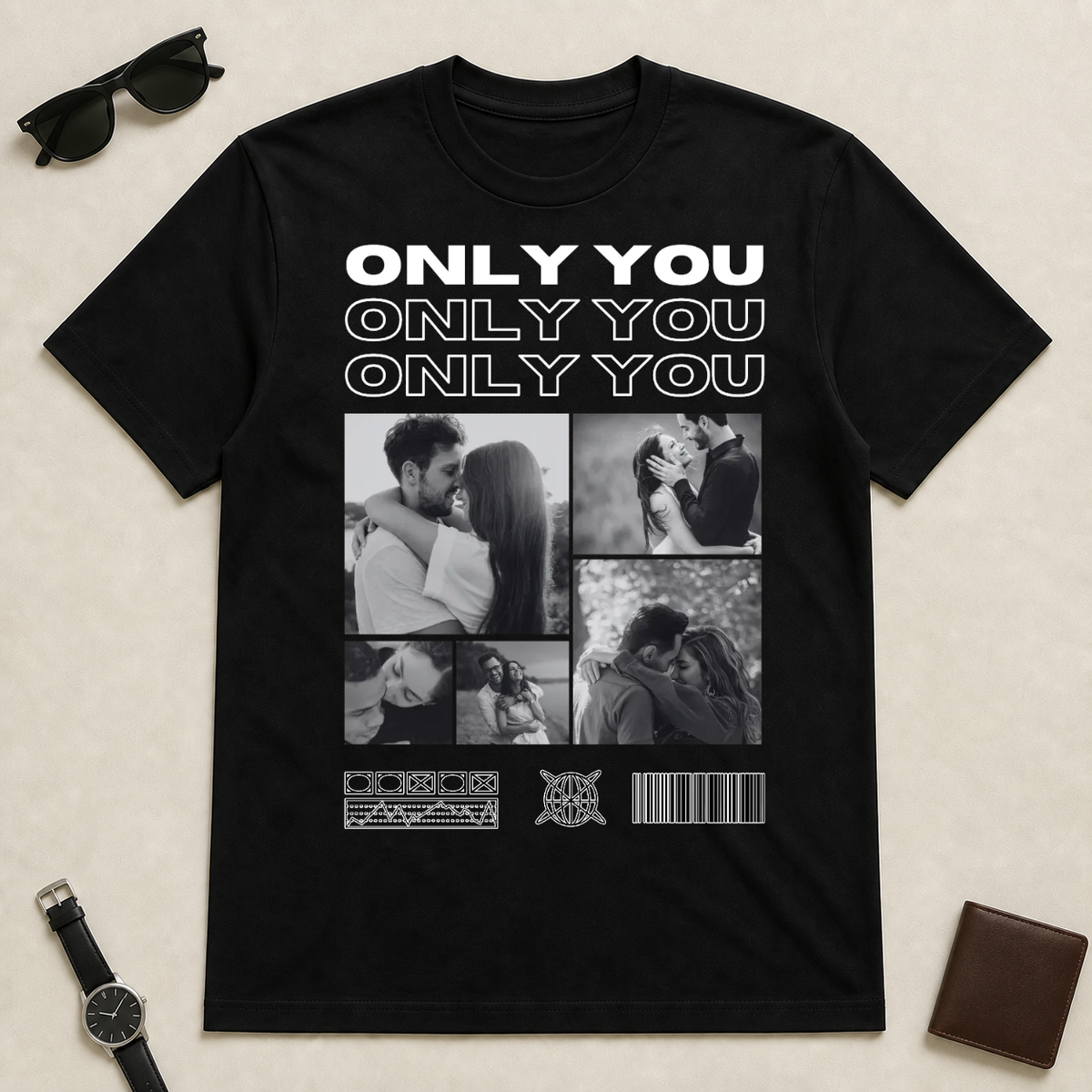 Koszulka personalizowana dla par ONLY YOU ze zdjęciami #4221 — mockup cmtr5a1oi007rleqbua7nh9mo