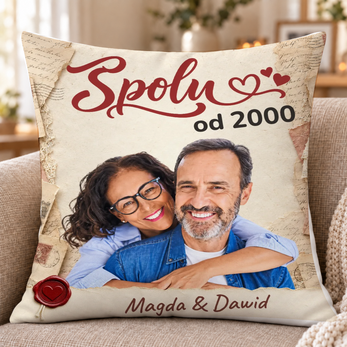 Poduszka dla par ze zdjęciem - Razem od - Personalizowana #62841 — mockup cmub8n02l0hmvng1wjy9le0wd