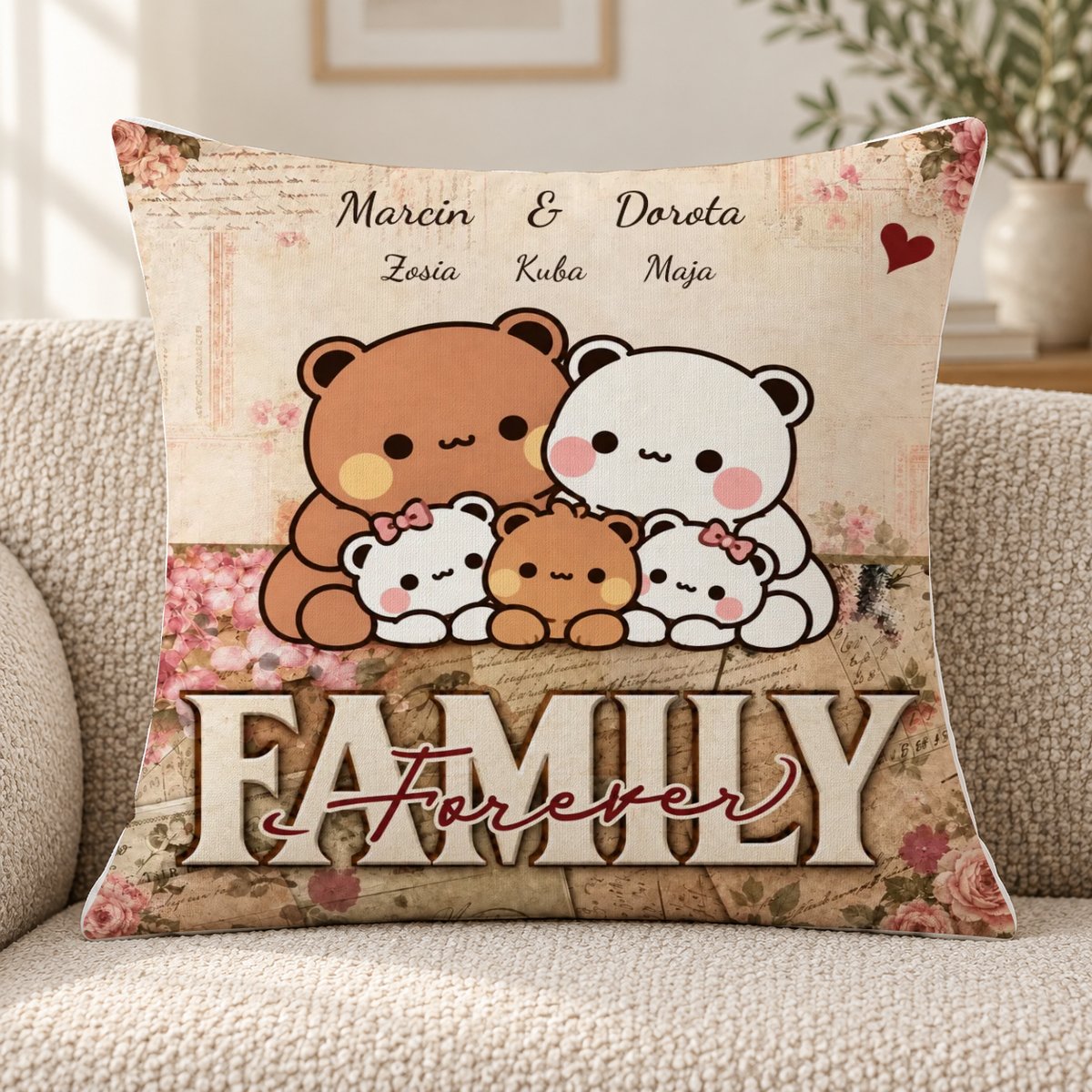 Poduszka personalizowana dla rodziny z misiami #374837 — mockup cmuea4dhf000nmr0hyy3pm6np