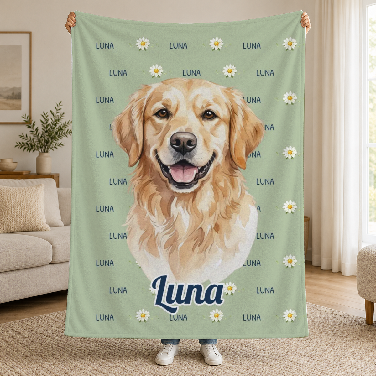 Deka s akvarelovým obrázkom domáceho maznáčika a menom – Luna [PC-MOCKUP:cmvl5rast0001sax9rqdjeesh:90b89876247843d2a013ab10:90b89876247843d2a013ab1097f749eb4079bfa0dfb21eacfc77129bb05bd540]